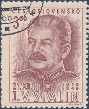 Stamp Czechoslovakia SC 0400 1949 USSR Communist Stalin Birthday Used picture