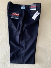 New Mens Stafford Super Suit Adjustec Dress Pants Size 42x32 NWT Blue Stretch picture