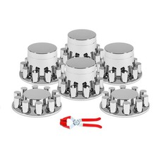 Chrome Flat Top Axle Covers Hub Cover Kit for Semi Truck 33mm Lug Nut Cover picture
