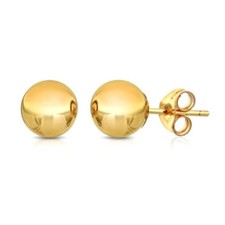 14 kt Yellow White Or Rose Gold Stud Earrings Polished 14k 14 kt Ball Bead Studs picture