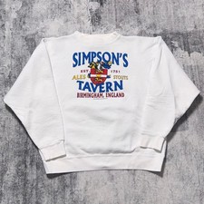 Vintage 80s Simpson's Tavern Birmingham England white boxy crewneck sweatshirt picture