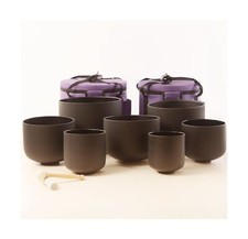 Leize 6-12 inch Chakra Tuned 432hz Set of 7 Quartz Black Crystal Singing Bowl... picture