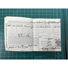 VTG 1962 Remington Model 700 7mm Mag Rifle Bill of Sale Paper Ephemera #28219 picture