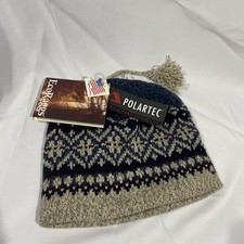 VTG Eco Raggs Wool Blend Winter Beanie Hat with tassel & fleeceliner NWT USA picture