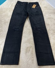 levis 501 premium mens jeans 31x32 True Fit 32x32 Distressed Black 100% Cotton picture