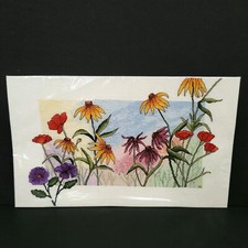 Handmade Completed Cross Stitch Wildflower Garden Floral Cottagecore Art Work picture
