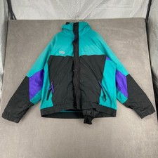 Vintage Columbia Windbreaker Jacket Mens L Multicolor Radial Sleeve Snap Front picture