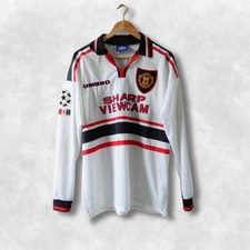David Beckham 7 Manchester United 1997-1999 Long Sleeve Jersey Away Shirt White picture