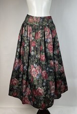 VTG 80s Scott McCLintock long pink and black floral maxi skirt 6 - Fits XS picture