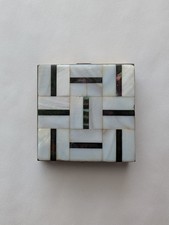 Vintage Mid-Century Genuine Mother of Pearl Compact by SCHILDKRAUT picture