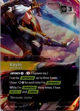 Kayle - Justified (Overnumbered) 185/166 Showcase Vendetta Riftbound Near Mint picture