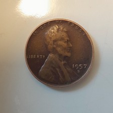 1957 D WHEAT PENNY RARE ERRORS L ON RIM / MISSING TOP OF E  picture