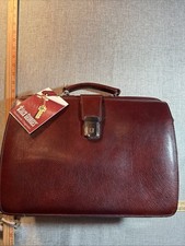 NOS Jack Georges Luxury Handmade Cognac Leather Attache Briefcase 15.5x11x4 picture