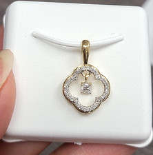 Deal 0.25CT Natural Genuine Diamond Clover Dancing Diamond Pendant 14K Gold picture