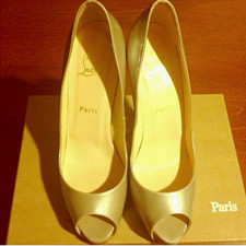 Christian Louboutin Very Prive 120 Metal Patent Peep Toe Pumps - Sz 10 picture