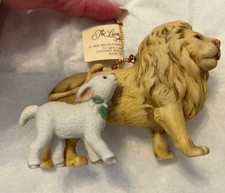 Vintage 1992 Enesco Brushcreek Lion and the Lamb Hanging Figurine with Box picture