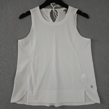 T By Talbots Shirt Womens P Petite White Keyhole Tie Neck Sleeveless Performance picture