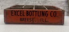 Vintage Excel Bottling Co Breese ILL Red Wooden 12 Slot Soda Crate picture