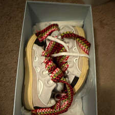 Lanvin Paris Women’s White Low Top Lace-Up Sneakers w/ Multicolor Laces picture