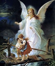 GUARDIAN ANGEL WITH CHILDREN 8X10 PHOTO PICTURE CHRISTIAN ART 022 picture