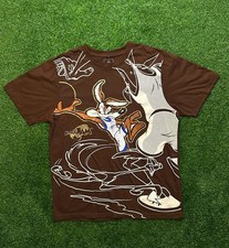 Y2K 2000s Southpole Space Jam Wile E Coyote T-Shirt Size L Brown Foil Print picture
