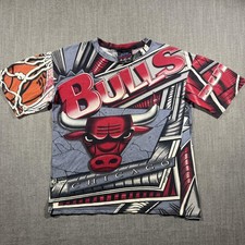 Vintage Chicago Bulls Shirt Youth Large NBA Basketball Magic Johnson T's 90s AoP picture