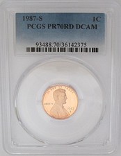 1987-S Lincoln Memorial Cent PCGS PR70 RD DEEP CAMEO = HOT PROOF & TOP GRADE picture
