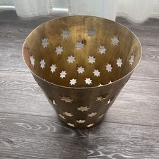 Vintage Pier 1 Brass Wastebasket Star Cutout Celestial MCM Boho Handmade India picture