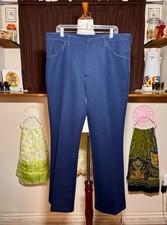 70s Farah Mens Pants Navy Blue Flare Leg Contrast Stitch 38x30 Retro picture