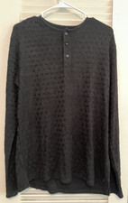 NWT M)  MENS' CIVIL SOCIETY Black WEFT Patterned Henley SOFT Pullover SHIRT picture