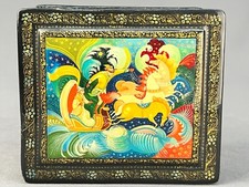Vtg Russian Mstera TROYKA Hand-Painted Lacquer 4