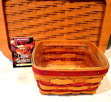 NEW LTD Edition 1996 Longaberger Med. Berry Basket Red Trim/Protector picture