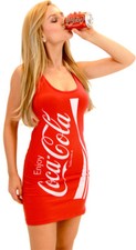 Womens Juniors Coke Coca-Cola Tunic Tank Dress Halloween Costume Cosplay picture