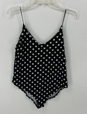 GAZE Women's Black / White Polka-Dot One piece Tank Bodysuit SZ Large NWT picture