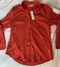 Chico's Silky Soft Relaxed Fit Shirt NWT No Wrinkle Casual Office Wear Red NWT picture