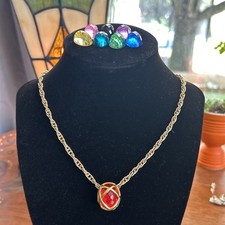 Vintage Joan Rivers Necklace 8 Cabochon Interchangeable Gold Tone on Monet Chain picture