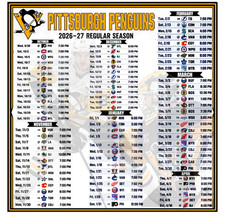 Pittsburgh Penguins Hockey Schedule 2026-27 Season Laminated Cardstock (8x8
