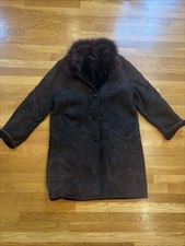 Vintage 70s 80s  Gatius Sheep Shearling Brown Jacket Spain Fur Collar Women’s  L picture