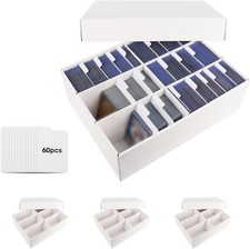 4-Pack Trading Card Storage Boxes, 3000-Count 3-Row Cardboard Boxes with Divider picture