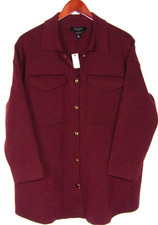 NEW TALBOTS 100% Merino Wool Burgundy Snap Jacket Sweater Women's 1XP NWT picture