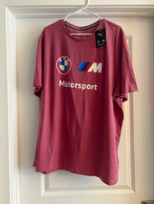 NWT PUMA BMW Motorsport Pink Logo Graphic Crew Neck Short Sleeve Tee Men XL picture