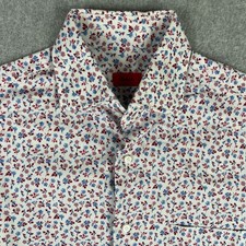 ISAIA Napoli Floral Long Sleeve Button Shirt Mens 15.5 / 39 Red White Italy picture