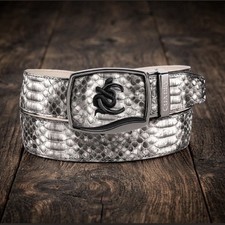 Cuadra Men's Natural Python Stitching  Belt  482 picture