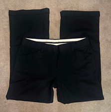 Theory Women’s Black Pinstripe 100% Wool Twill Straight Leg Dress Pants Pockets picture