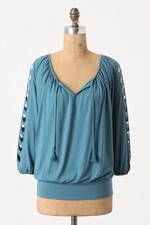 Anthropologie Top S DELETTA Pullover CATCH A GLIMPSE Blouse Pullover Cut Out NWT picture