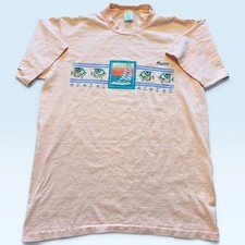 Vintage Maine Shirt Mens Medium Peach Nautical Sailboat Sherry's T-Shirt USA picture