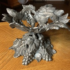 Vintage SPI San Pacific Intl Heavy Brass Grapevine Bowl Pedestal Pewter Finish picture