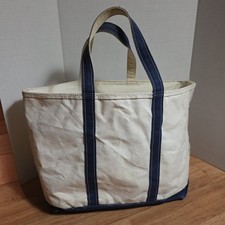 Vintage LL Bean Boat and Tote Zip Top Canvas Bag  Blue USA Made picture