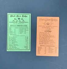 Black River Lodge No. 85 Ludlow, Vermont ~ 1871 Meeting Card Freemasonry picture