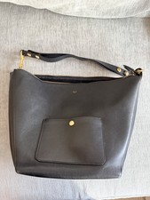 Authentic Celine Zipped Hobo Black Calfskin Shoulder Bag with Gold Hardware picture